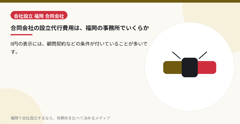 合同会社の設立代行費用は、福岡の事務所でいくらか／福岡の会社設立の代行を比べる