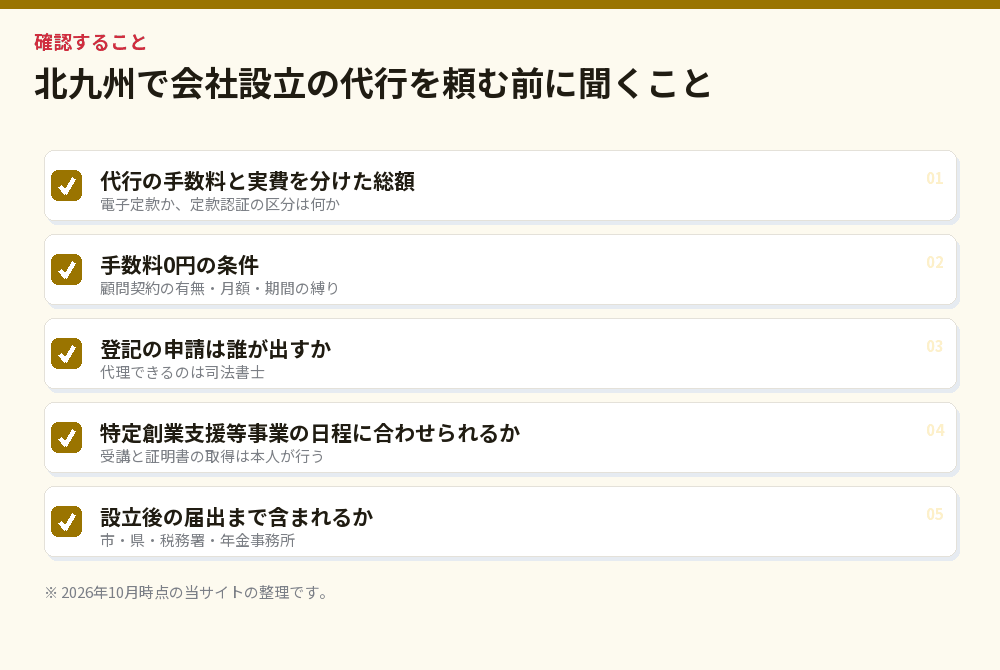 北九州で会社設立の代行を頼む前に聞くこと