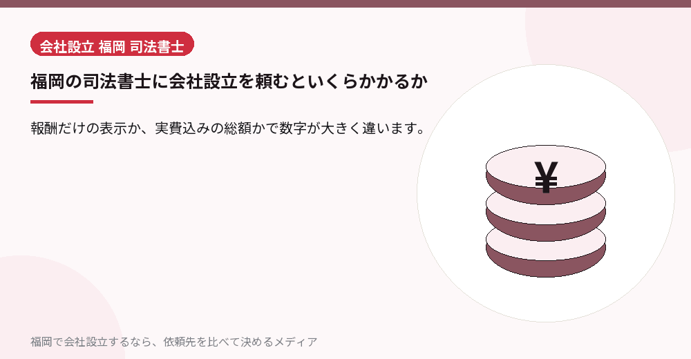 福岡の司法書士に会社設立を頼むといくらかかるか／福岡の会社設立の代行を比べる