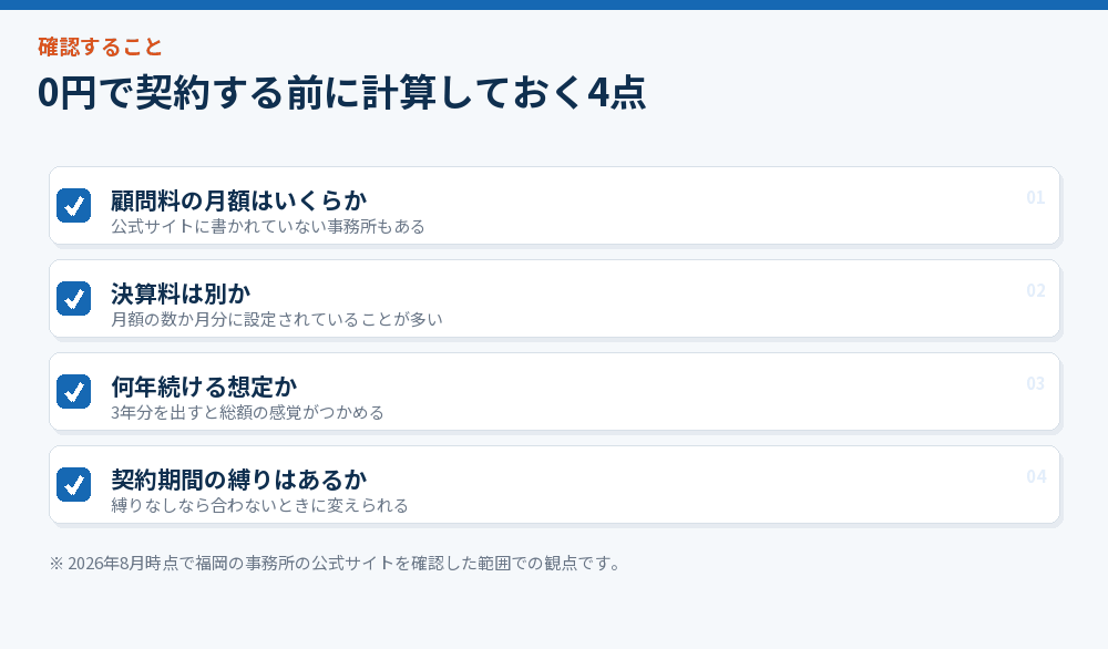 0円で契約する前に計算しておく4点