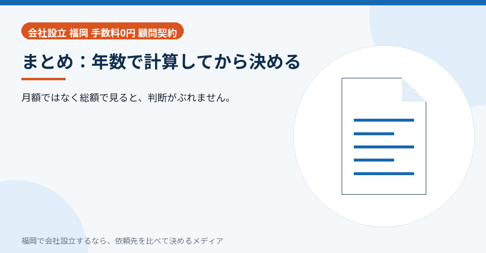 まとめ：年数で計算してから決める／福岡の会社設立の代行を比べる