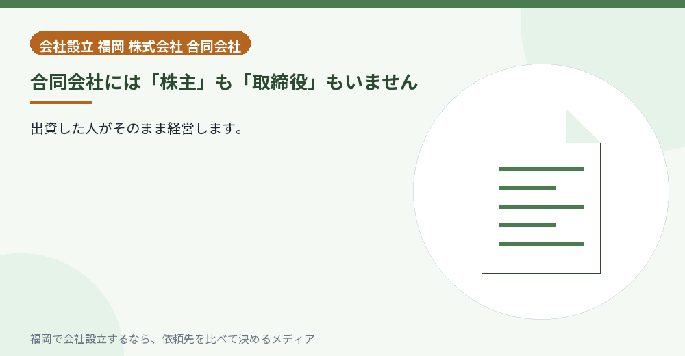 合同会社には「株主」も「取締役」もいません／福岡の会社設立の代行を比べる