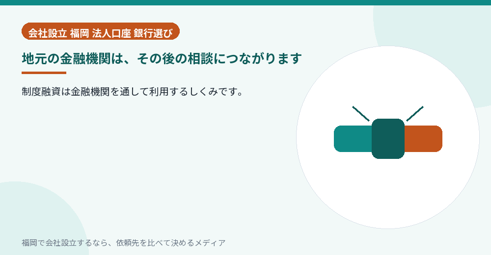 地元の金融機関は、その後の相談につながります／福岡の会社設立の代行を比べる