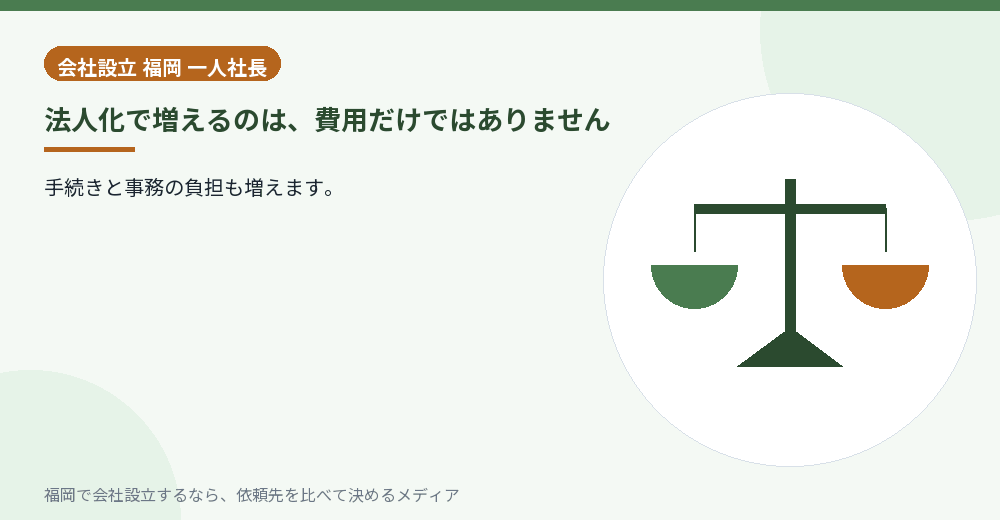 法人化で増えるのは、費用だけではありません／福岡の会社設立の代行を比べる
