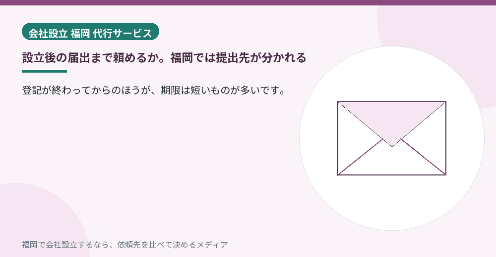 設立後の届出まで頼めるか。福岡では提出先が分かれる／福岡の会社設立の代行を比べる