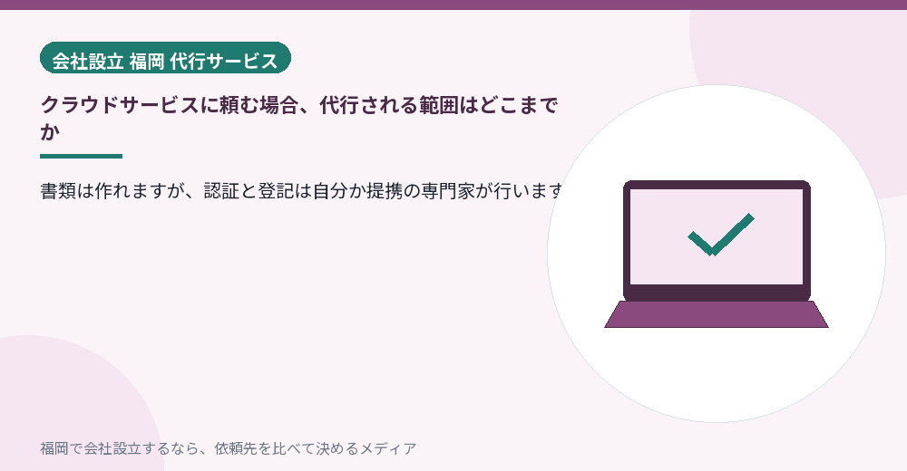 クラウドサービスに頼む場合、代行される範囲はどこまでか／福岡の会社設立の代行を比べる