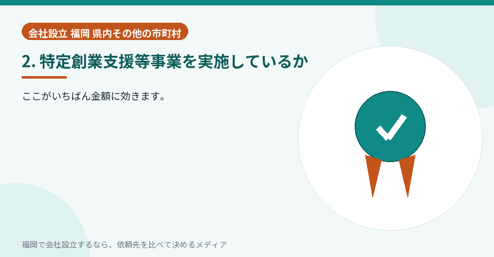 2. 特定創業支援等事業を実施しているか／福岡の会社設立の代行を比べる