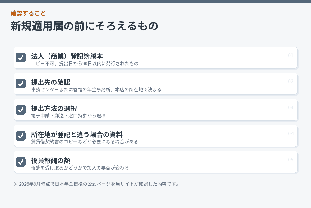 新規適用届の前にそろえるもの