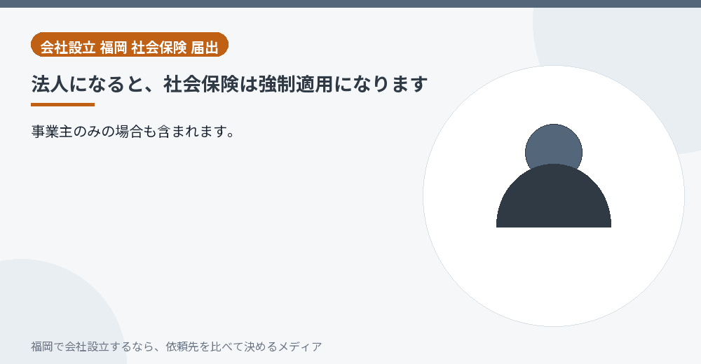 法人になると、社会保険は強制適用になります／福岡の会社設立の代行を比べる