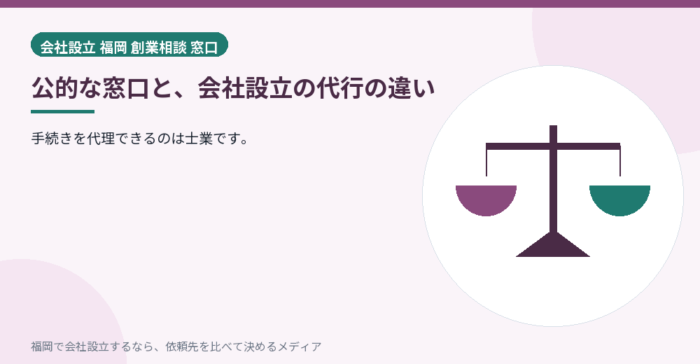 公的な窓口と、会社設立の代行の違い/福岡の会社設立の代行を比べる