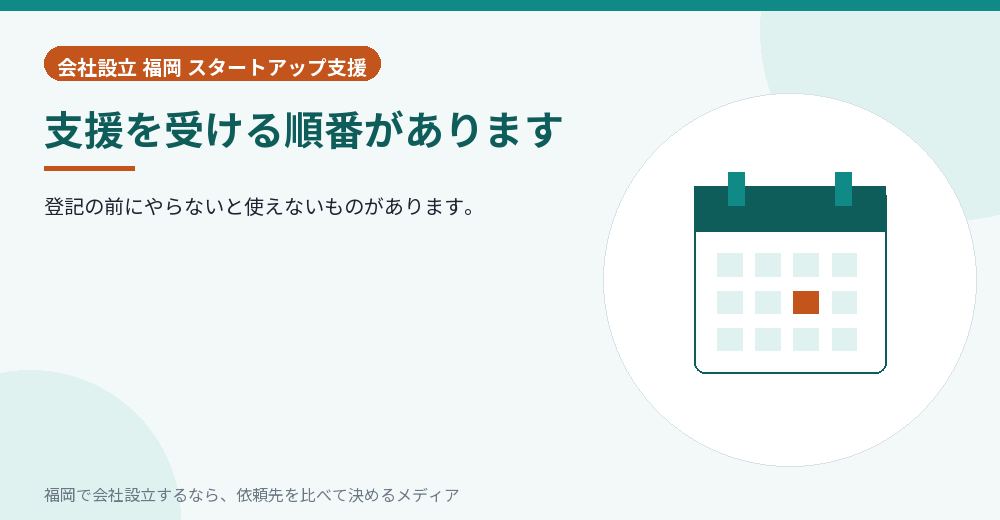 支援を受ける順番があります／福岡の会社設立の代行を比べる