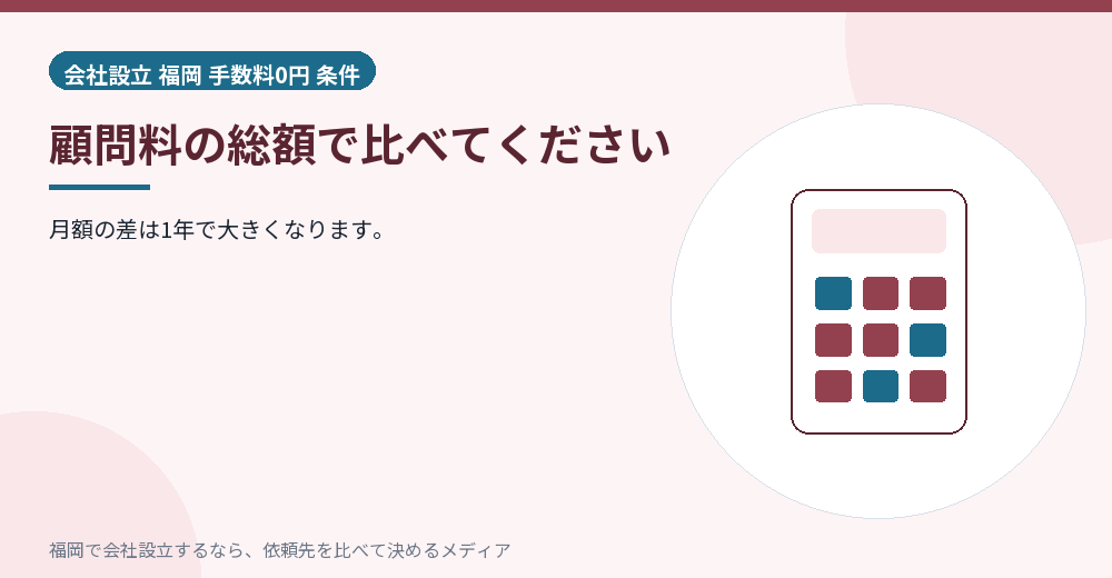 顧問料の総額で比べてください／福岡の会社設立の代行を比べる