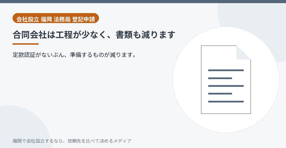 合同会社は工程が少なく、書類も減ります／福岡の会社設立の代行を比べる