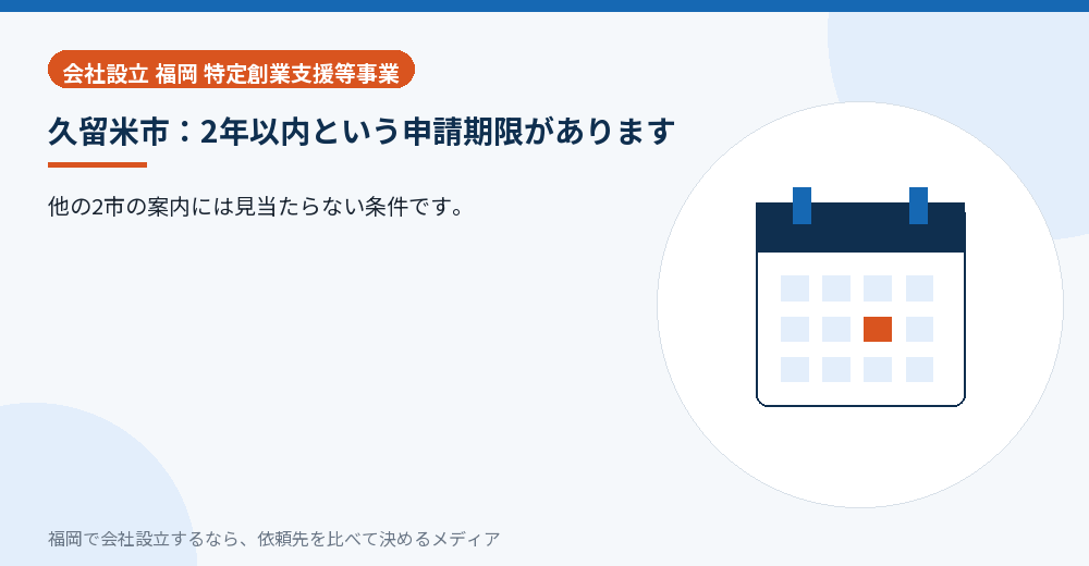 久留米市：2年以内という申請期限があります／福岡の会社設立の代行を比べる