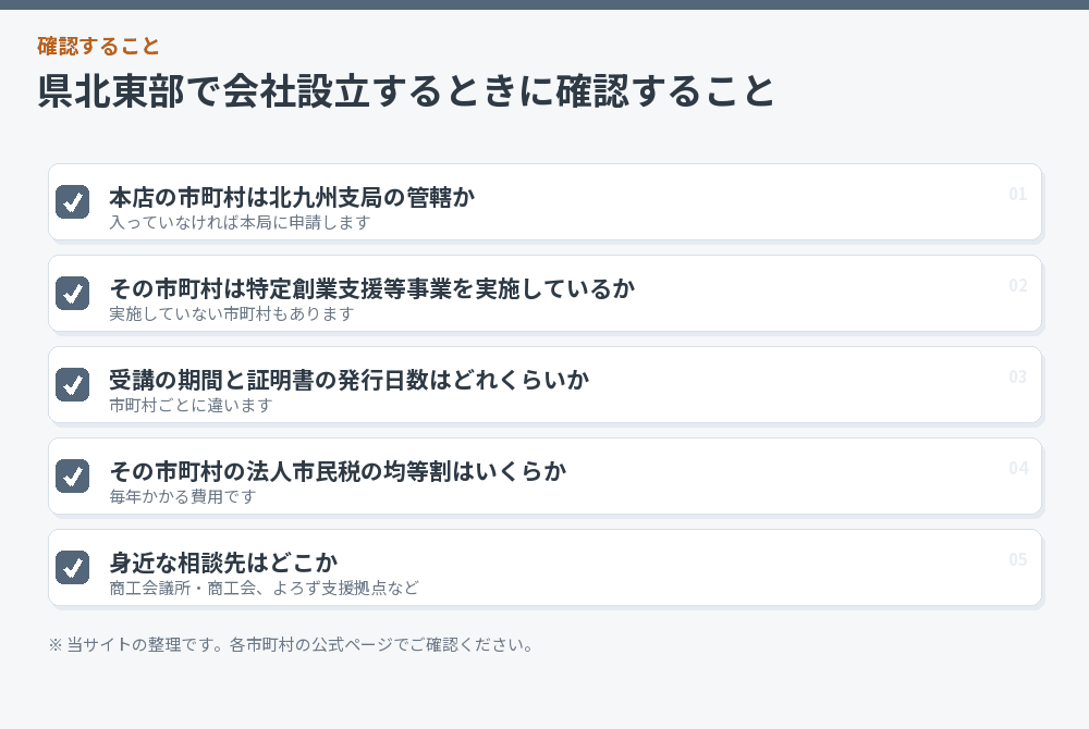 県北東部で会社設立するときに確認すること