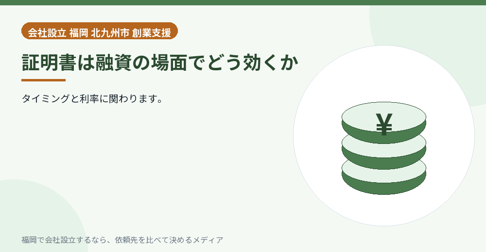 証明書は融資の場面でどう効くか／福岡の会社設立の代行を比べる
